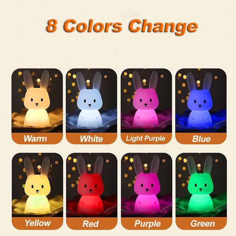Nursery decor: touch sensor LED rabbit lamp, perfect for baby's bedtime