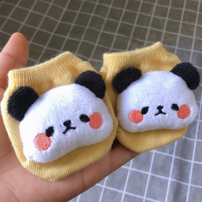 Adorable newborn baby animal socks, cozy anti-slip footwear for infants with cute bear design