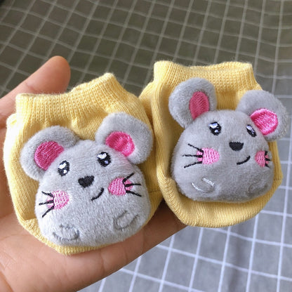 Soft cotton baby socks with anti-slip grips, hedgehog design, ideal warm footwear for newborns