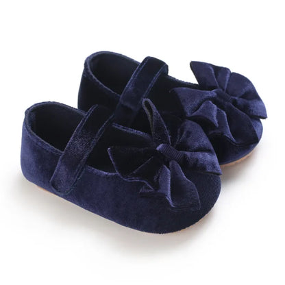 Yellow baby girl first walker cotton flat shoes with bow, soft sole, infant footwear fashion