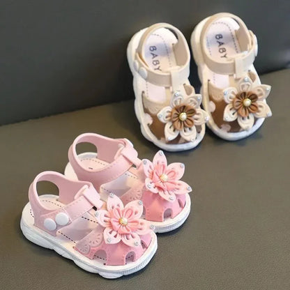 Beige bow sandals for girls, a lovely choice for everyday summer wear.