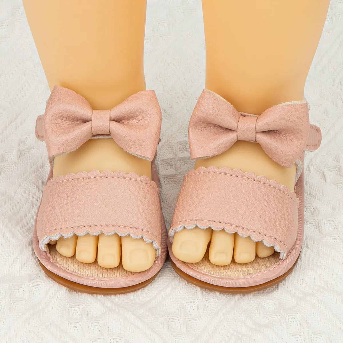 White bowknot toddler sandals, secure fit for active little feet during summer