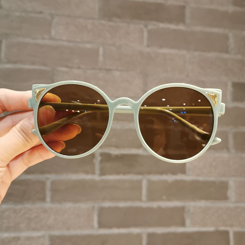 Collection of colorful girls' cartoon cat eye sunglasses, UV protection, stylish kids accessories