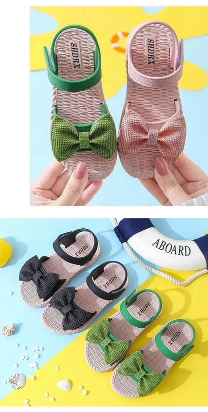 Playful yellow bow sandals for toddlers, cute and comfy for all-day wear