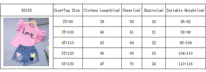 Playful girls' summer clothing set: pink top with butterfly sleeves & kidsshorts, soft cotton-blend.