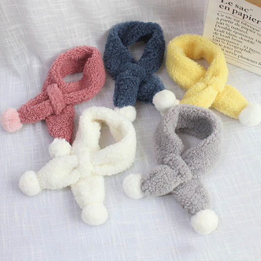 Adorable pink plush candy design kids scarf, perfect for warm winter fashion and baby accessories.