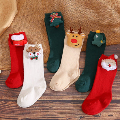 Cute 3D bear animal non-slip baby socks for girls, durable and soft cotton toddler wear.