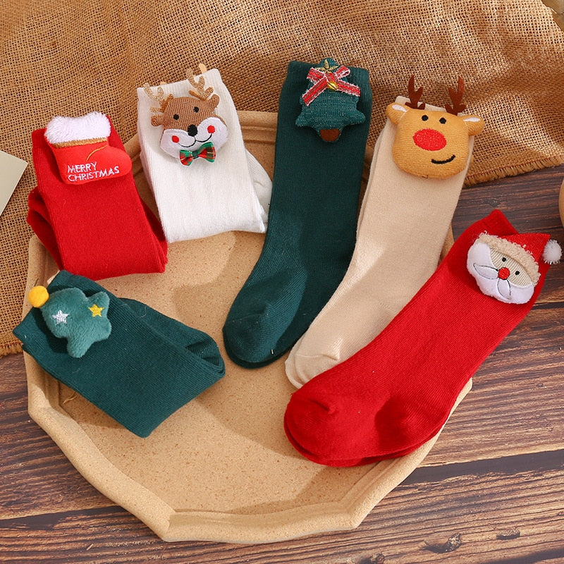 Girls' cozy 3D fox animal non-slip baby socks, made from soft, breathable cotton.