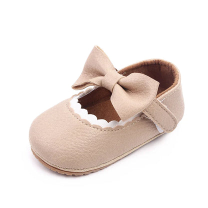 Pink bowknot prewalker shoes for toddlers, designed for comfort and safety.