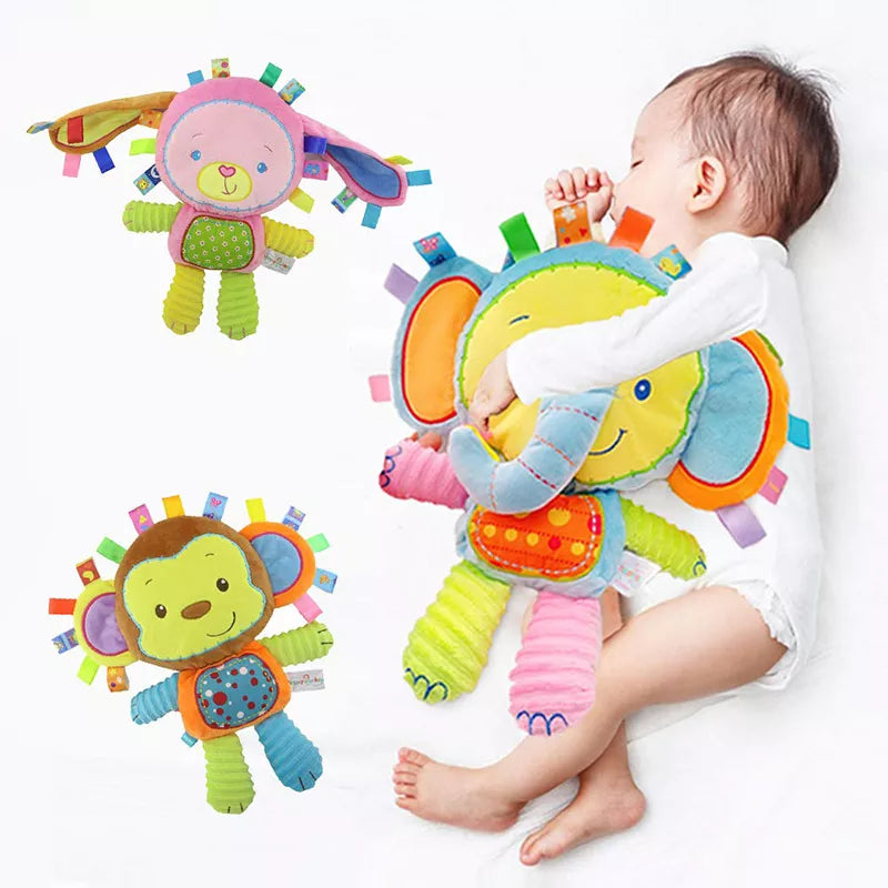Baby elephant bell plush toy, a delightful sensory infant gift for early development.