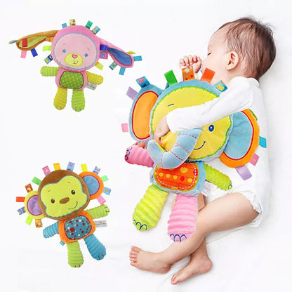 Baby elephant bell plush toy, a delightful sensory infant gift for early development.