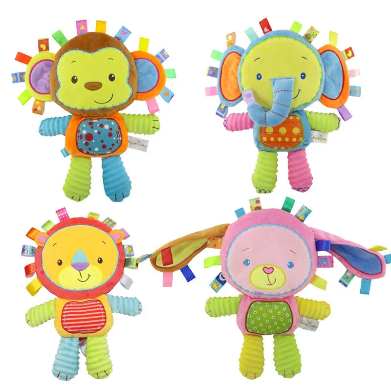 Charming monkey baby bell plush toy, engaging sensory infant toy for early development.