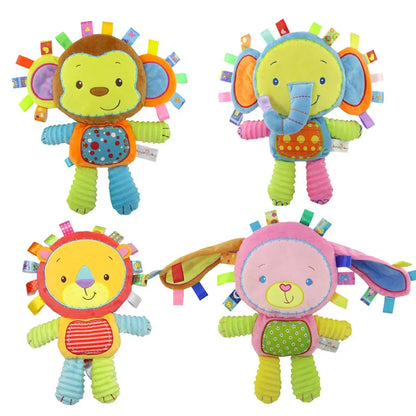 Charming monkey baby bell plush toy, engaging sensory infant toy for early development.