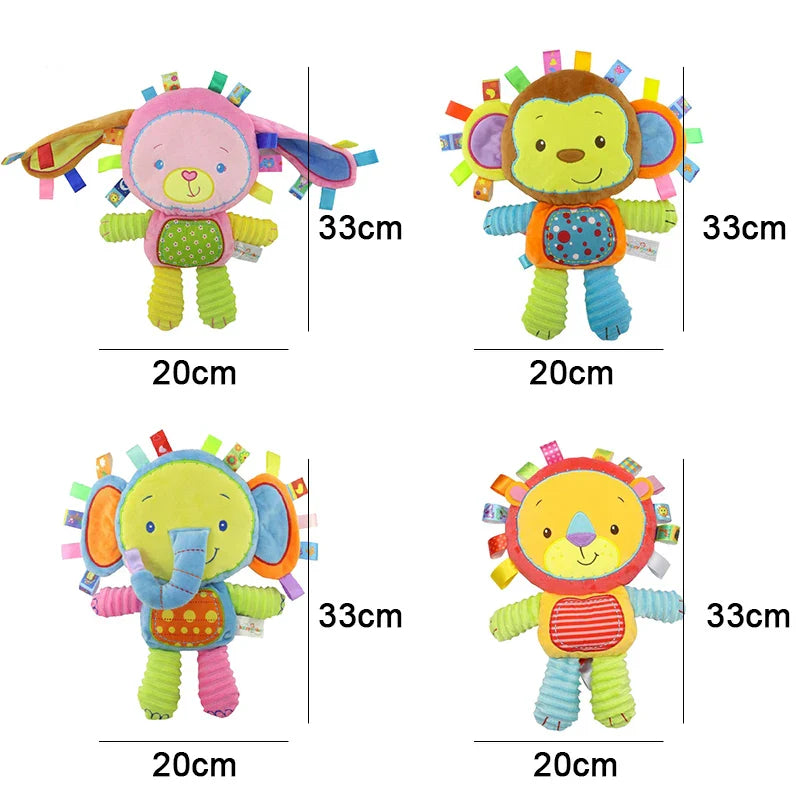 Plush elephant baby bell sensory toy for newborns, a soft musical infant gift.