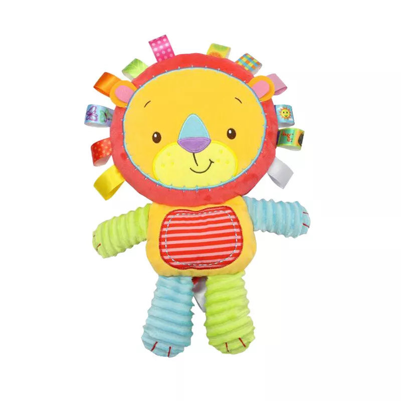 Musical monkey plush baby bell, a soft sensory infant toy for newborn early development.