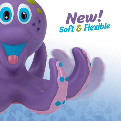 Close up of octopus bath toy with colorful rings, perfect for sensory play