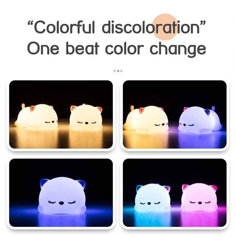 Children's room cat lamp, a charming LED night light and sleep aid, great as a gift for kids.