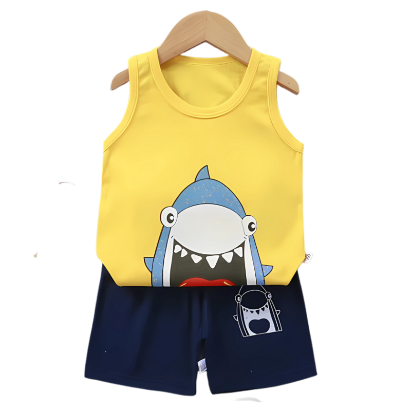 Elastic waist blue cotton play shorts for toddlers, durable and comfy children's apparel.