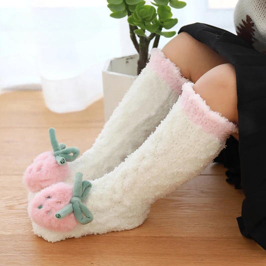 Adorable toddler leg warmers with 'Happy Cat' design for cozy warmth & style