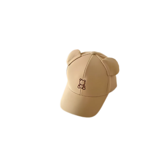Adorable toddler summer baseball cap with teddy bear ears, perfect for sun protection and outdoor play
