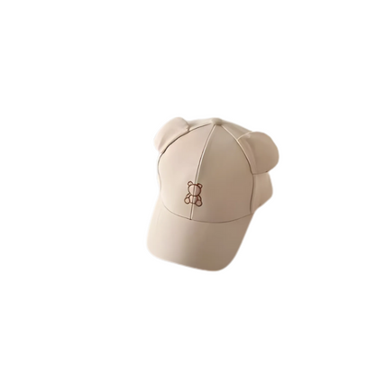 Kids' bear ear summer baseball cap in a durable cotton blend, offering adjustable fit and sun protection