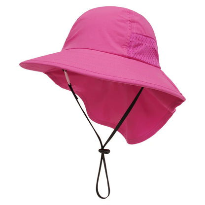 A detailed view of the adjustable drawstring on a kids' sun protection bucket hat, ensuring a snug fit for toddlers.