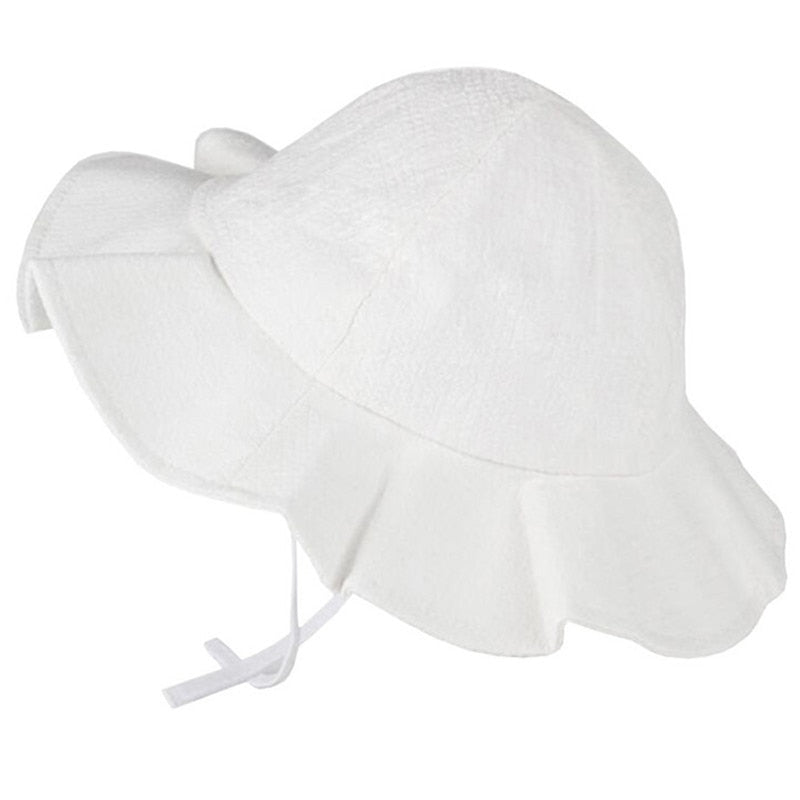 Group of colorful kids' adjustable cotton sun hats for toddlers, displaying various summer shades.