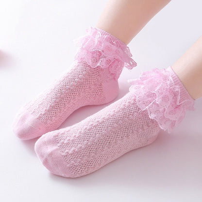 Cute yellow lace ruffle ankle socks, a lovely accessory for toddler fashion