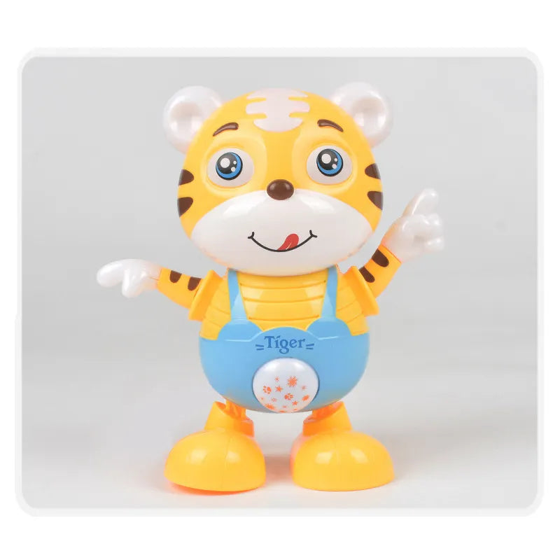 Adorable yellow baby electric dancing tiger toy, musical, for early education, perfect toddler gift