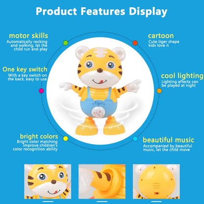 Group of electric dancing tiger toys, showcasing vibrant colors and early learning features