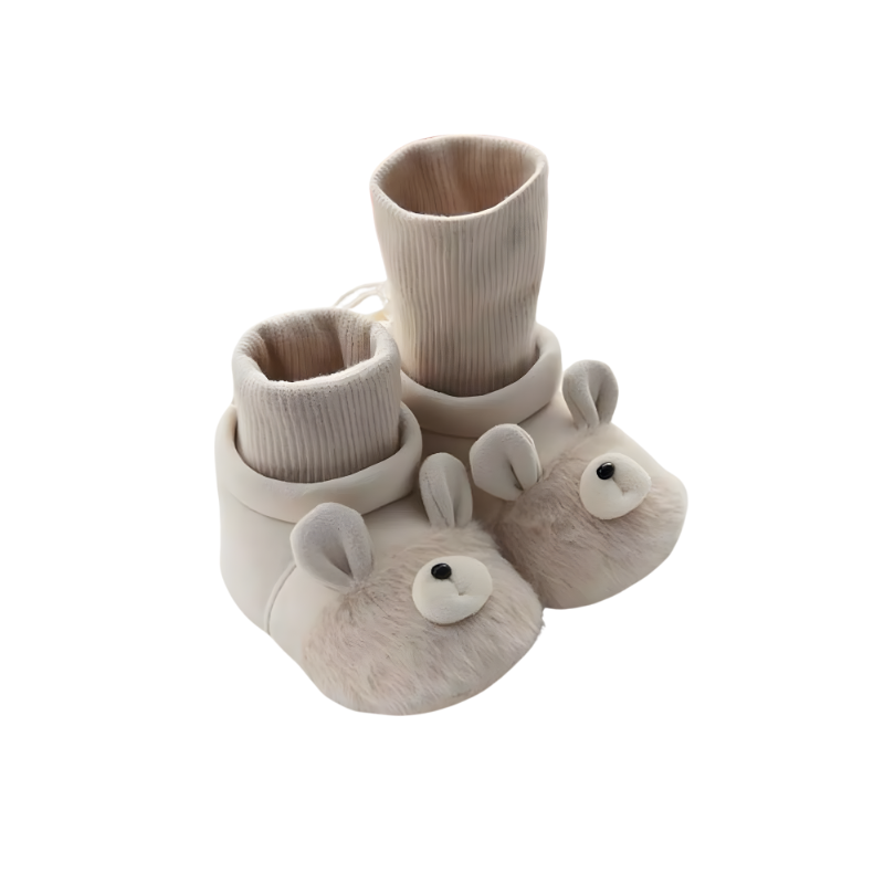 Sweet pink pig baby animal sock shoes, soft fleece, non-slip sole, ideal first walkers and infant footwear.