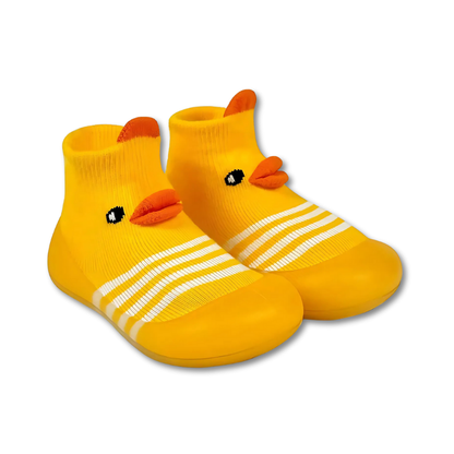 Soft pink bunny baby anti-slip slipper socks, ideal for cozy indoor play and secure first steps, animal design.