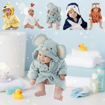 Adorable yellow duck baby hooded bathrobe, soft absorbent cotton for bath time fun