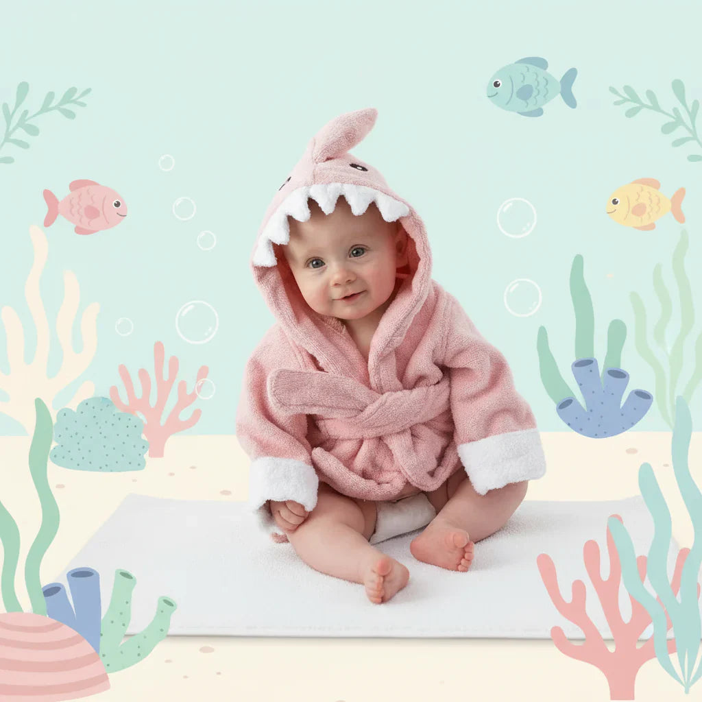Little green frog baby bathrobe, warm and gentle cotton for fun bath time
