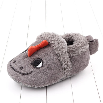 Comfortable cotton non-slip baby slippers, featuring a cute animal face.
