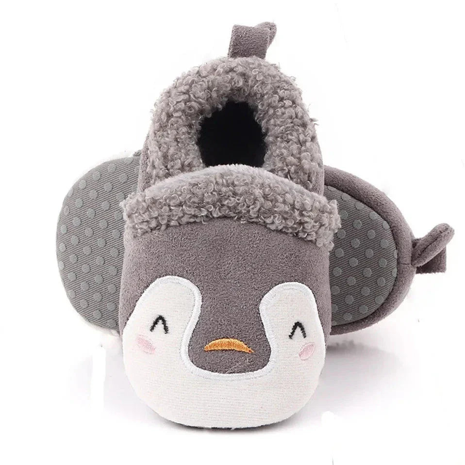 Green frog baby animal slippers, soft sole, comfy and safe for toddlers.