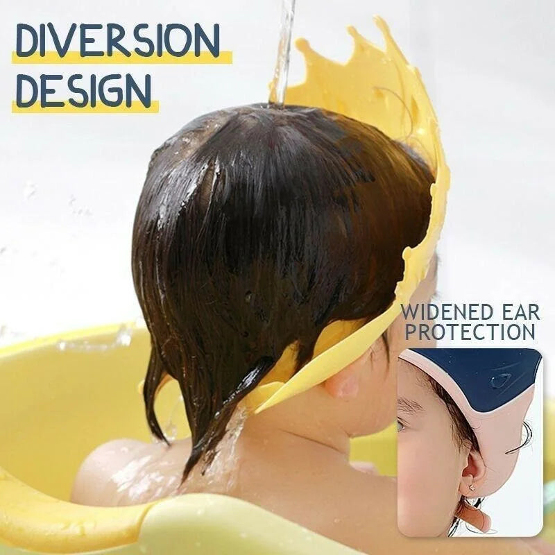 Green frog cartoon adjustable kids shower cap, perfect for splash-free toddler bathing
