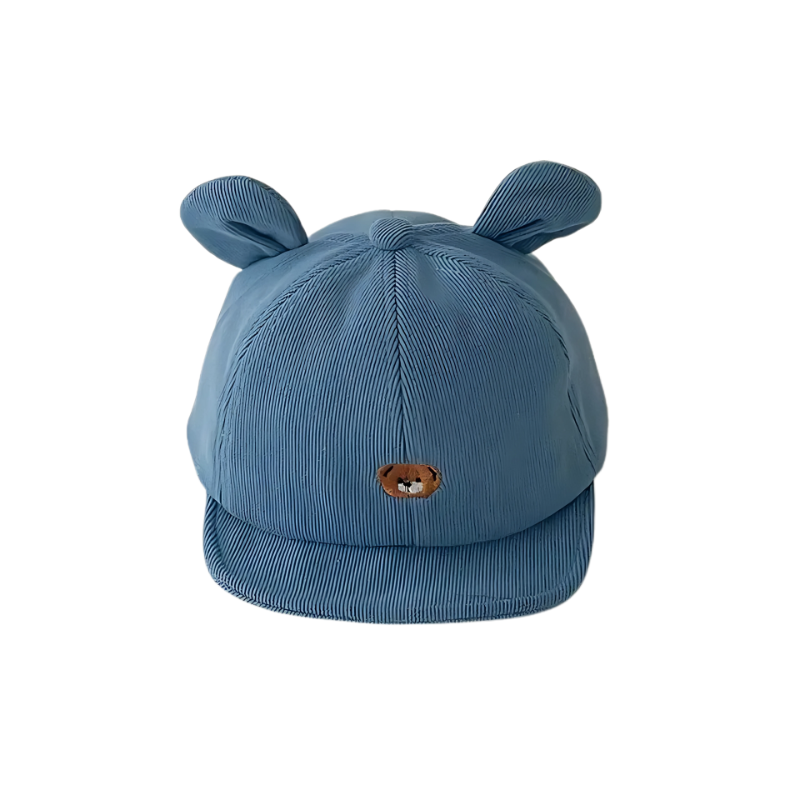 Soft blue elephant character cotton toddler hat for outdoor adventures, a charming baby accessory.