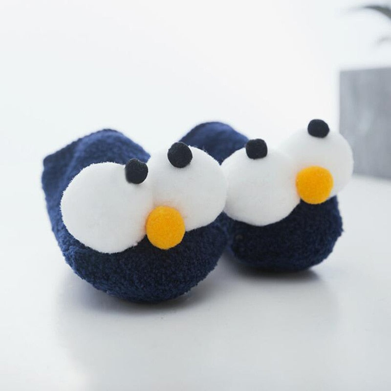 Colorful set of toddler boat socks featuring big eye design, durable and soft sole for active babies.