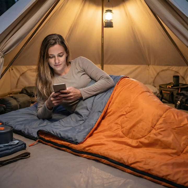 Adult's ultralight compact sleeping bag for camping & hiking, ideal for outdoor travel adventures.