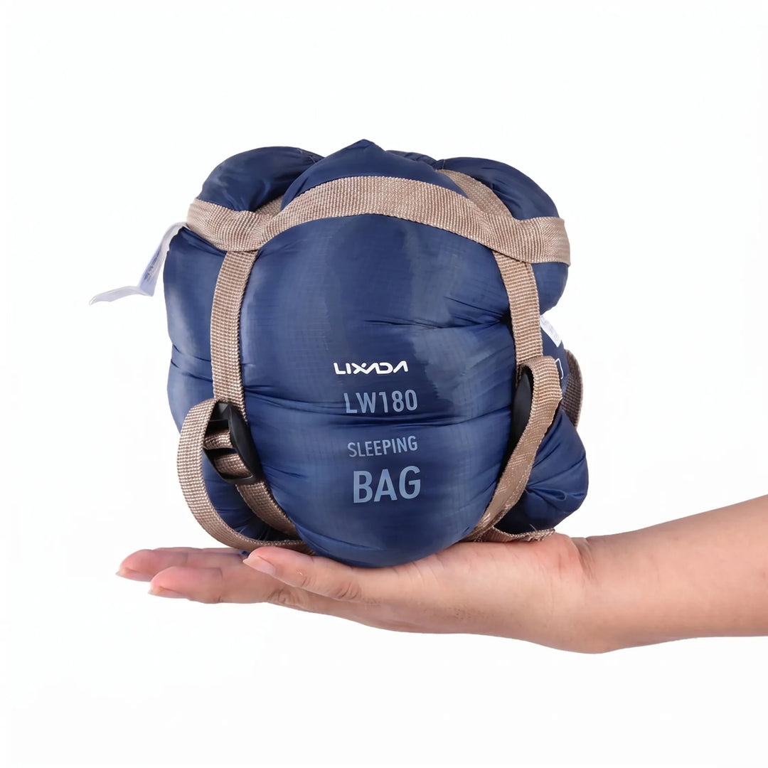 Unfolded ultralight compact adult's sleeping bag, an essential for comfortable camping and hiking.