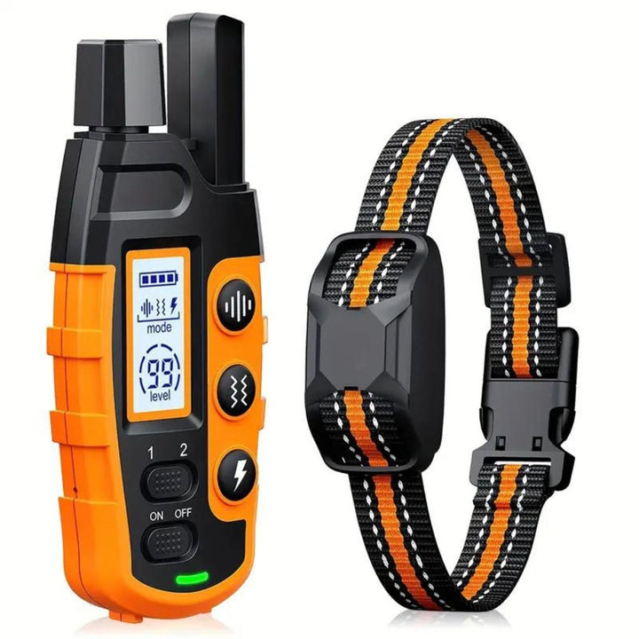 Advanced waterproof rechargeable dog training collar with remote for pet obedience & behavior correction.
