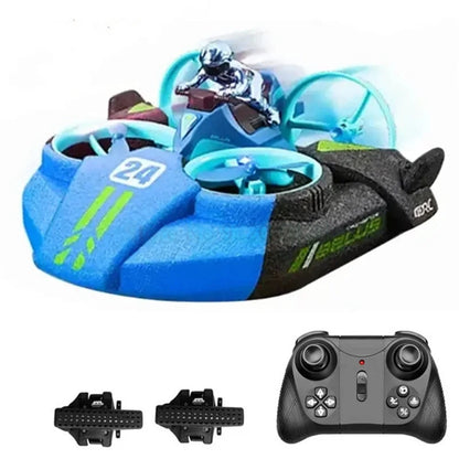 AirCruiser quadcopter racing on land, showing its multi-terrain capabilities as a fun toy.