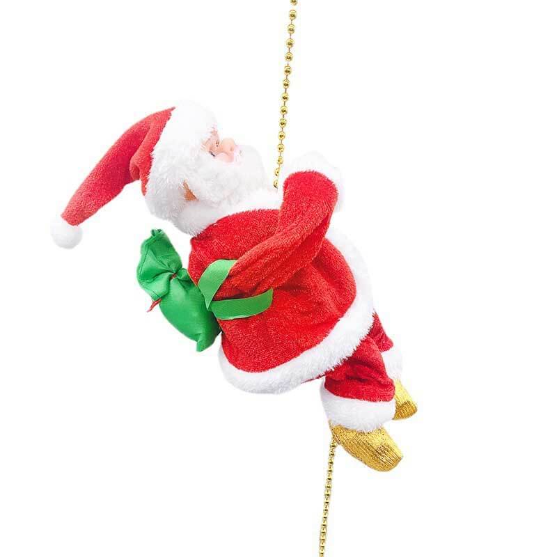 Animated Climbing Santa Claus Christmas decoration holiday decor on a ladder with a festive bag of gifts