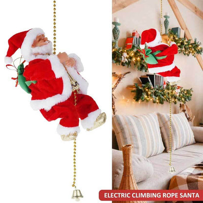 Full view of musical Animated Climbing Santa Claus, a charming Christmas decoration with holiday cheer.