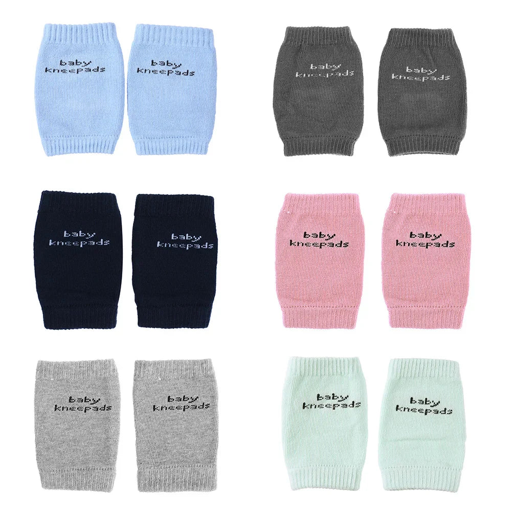 Anti-skid baby knee pads & elbow cushions in soft cotton for crawling infants, two pairs set