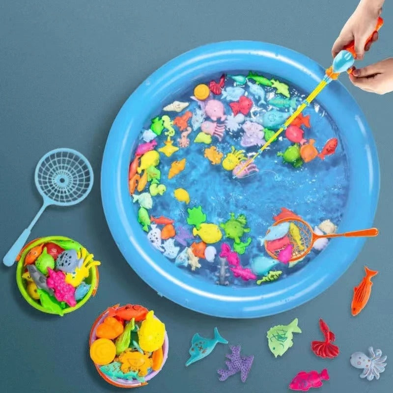 AquaCatch magnetic fishing game for kids, colorful educational toy developing fine motor skills.