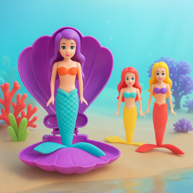 AquaWhirl Mermaid Shell diving toy for kids in pool, vibrant colors, ABS plastic