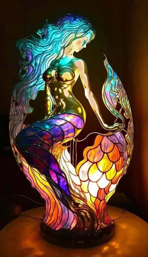 Decorative stained glass animal lamp, perfect for adding a pop of color to your home.