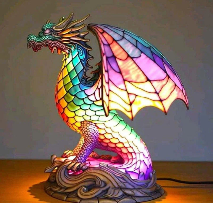 Stained glass animal desk lamp, combining practicality with artistic home decor.